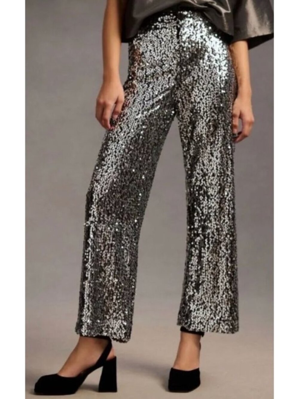 NWT NWT Anthropologie‎ Maeve The Colette Cropped Wide-Leg Sequin Pants-sz 27